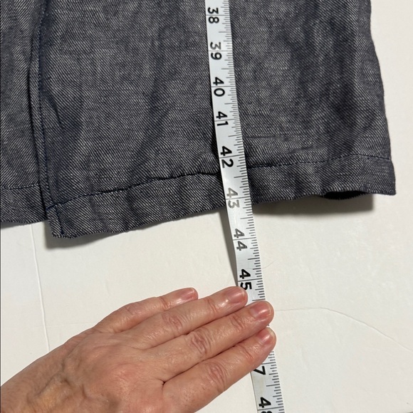 Anthropologie Current Air Blue Trench Coat Linen-Cotton Blend Lightweight Medium - Picture 13 of 16